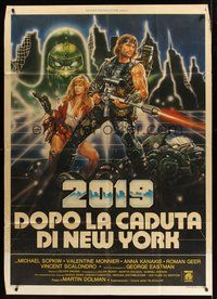 1z609 AFTER THE FALL OF NEW YORK Italian 1p '84 completely different sci-fi art by Renato Casaro!
