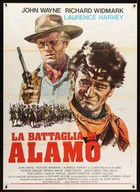 1z427 ALAMO Italian 1p R71 art of John Wayne & Richard Widmark by Allesandro Biffignandi!