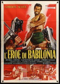 1z620 BEAST OF BABYLON AGAINST THE SON OF HERCULES Italian 1p '63 art of strongman Gordon Scott!