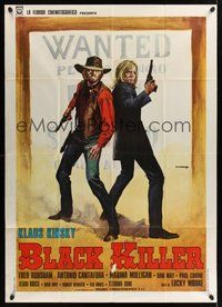 1z625 BLACK KILLER Italian 1p '71 art of wanted Klaus Kinski & Antonio Cantafora by P. Franco!
