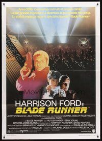 1z435 BLADE RUNNER Italian 1p '82 Ridley Scott sci-fi classic, art of Harrison Ford by John Alvin!