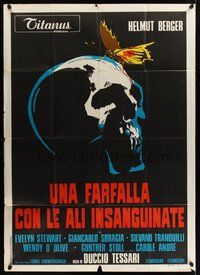 1z628 BLOODSTAINED BUTTERFLY Italian 1p '71 Una farfalla con le ali insanguinate, cool skull art!