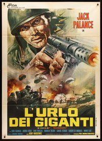 1z632 BULLET FOR ROMMEL Italian 1p '69 cool close up art of Jack Palance with machine gun!