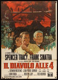 1z651 DEVIL AT 4 O'CLOCK Italian 1p R64 Howard Terpning artwork of Spencer Tracy & Frank Sinatra!