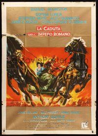 1z661 FALL OF THE ROMAN EMPIRE Italian 1p '64 Anthony Mann, Sophia Loren, cool chariot artwork!