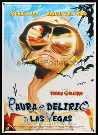 1z451 FEAR & LOATHING IN LAS VEGAS Italian 1p '99 art of Johnny Depp as Hunter S. Thompson!