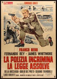 1z684 HIGH CRIME Italian 1p '73 artwork of Italian cop Franco Nero pointing gun!
