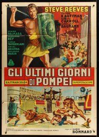 1z709 LAST DAYS OF POMPEII Italian 1p '59 cool different art of mighty Steve Reeves!