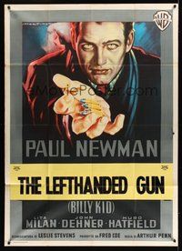 1z712 LEFT HANDED GUN Italian 1p '58 art of Paul Newman as Billy the Kid by Martinati!