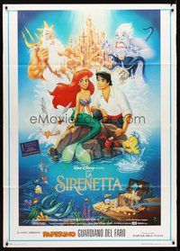1z470 LITTLE MERMAID Italian 1p '90 great image of Ariel & cast, Disney underwater cartoon!
