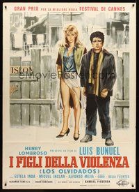 1z472 LOS OLVIDADOS Italian 1p '63 Luis Bunuel's movie about lawless Mexican children, Symeoni art!
