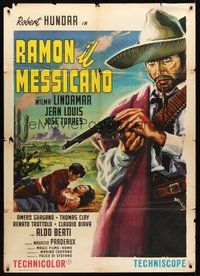 1z742 RAMON IL MESSICANO Italian 1p '66 cool spaghetti western artwork by De Amicis!