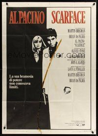 1z757 SCARFACE Italian 1p '84 Al Pacino as Tony Montana, Michelle Pfeiffer, De Palma, Stone
