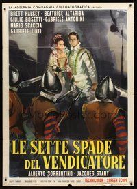1z761 SEVENTH SWORD Italian 1p '62 art of lovers cornered by guards by Averardo Ciriello!