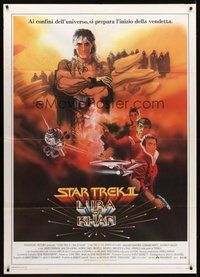 1z492 STAR TREK II Italian 1p '82 The Wrath of Khan, Leonard Nimoy, William Shatner, Bob Peak art!