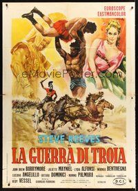 1z786 TROJAN HORSE Italian 1p R70s different art of mighty Steve Reeves by Averardo Ciriello!