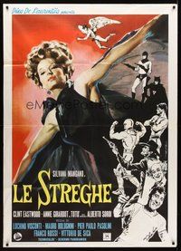 1z803 WITCHES Italian 1p '67 Le Streghe, art of Silvana Mangano by De Seta, Eastwood shown!