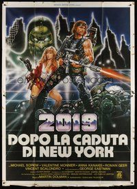 1z512 AFTER THE FALL OF NEW YORK Italian 2p '84 completely different sci-fi art by Renato Casaro!