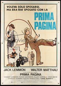 1z534 FRONT PAGE Italian 2p '75 Meisel art of Jack Lemmon & Walter Matthau, Billy Wilder!