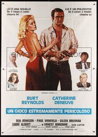 1z549 HUSTLE Italian 2p '76 Robert Aldrich, art of Burt Reynolds & sexy Catherine Deneuve!