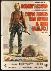 1z407 JEREMIAH JOHNSON Italian 2p '72 cool artwork of Robert Redford, directed by Sydney Pollack!