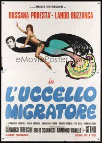 1z561 L'UCCELLO MIGRATORE Italian 2p '72 Rossana Podesta, Lando Buzzanca, wacky artwork!