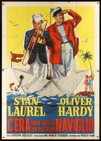 1z416 SAPS AT SEA Italian 2p R60s different art of Stan Laurel & Oliver Hardy, Hal Roach