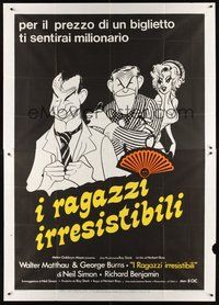 1z585 SUNSHINE BOYS Italian 2p '76 Hirschfeld art of George Burns, Walter Matthau & Lee Meredith!