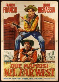 1z598 TWO GANGSTERS IN THE WILD WEST Italian 2p '65 wacky spaghetti western art by Renato Casaro!