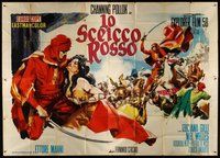 1z381 RED SHEIK Italian 4p '62 cool art of Channing Pollock on horse by Enrico De Seta!