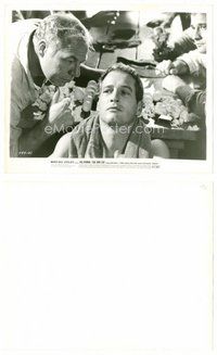 2a137 COOL HAND LUKE 8x10 still '67 George Kennedy coaches Paul Newman in classic egg-eating scene!