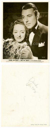 2a146 DARK VICTORY 8x10 key book still '39 romantic close up of Bette Davis & George Brent!
