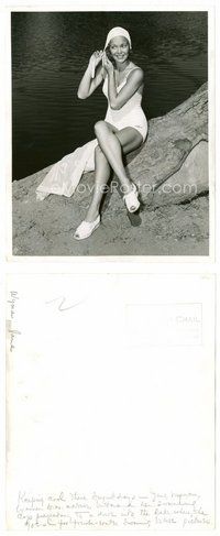 2a295 JANE WYMAN 8x10 still '41 putting on her cap before diving into lake by Schuyler Crail!