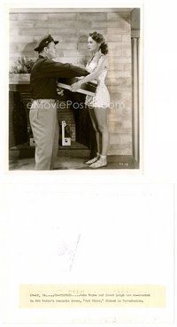2a310 JET PILOT 8x10 still '57 John Wayne tussles with Janet Leigh over a box, Howard Hughes
