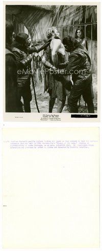 2a523 PLANET OF THE APES 8x10 still '68 three gorillas putting bound Charlton Heston in cage!