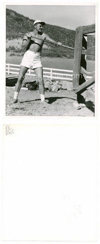 2a551 RONALD REAGAN 8x10 still '30s full-length barechested portrait working outdoors by Graybill!
