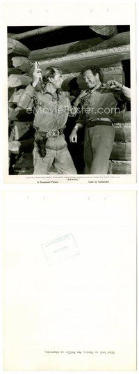 2a566 SHANE 8x11 key book still '53 Alan Ladd & Van Heflin close up in their fight near climax!