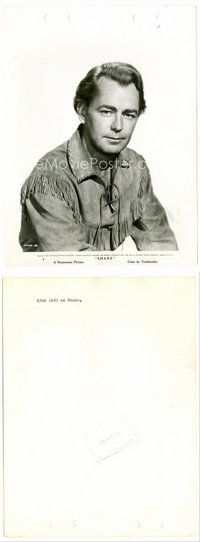 2a568 SHANE 8x11 key book still '53 close portrait of Alan Ladd wearing his buckskin outfit!