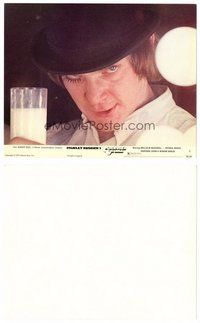 2a131 CLOCKWORK ORANGE color 8x10 still #5 '72 most classic c/u of Malcolm McDowell holding milk!