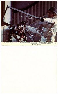 2a132 CLOCKWORK ORANGE color 8x10 still #6 '72 Stanley Kubrick classic, punk smashing glass window!