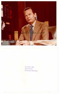 2a148 DAVID BRINKLEY TV color 8x10 still '70s sitting at anchor desk on the NBC Nightly News!