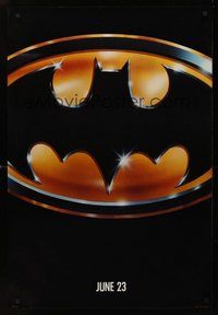 2b124 BATMAN teaser 1sh '89 Michael Keaton, Jack Nicholson, directed by Tim Burton!