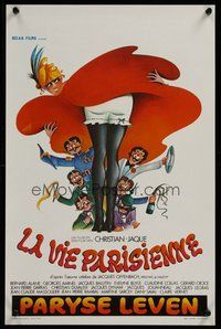 2b598 PARISIAN LIFE Belgian '77 Christian Jaque's La vie Parisienne, cool art of dancing girl!