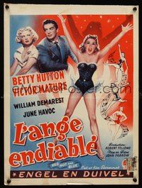 2b615 RED, HOT & BLUE Belgian '49 art of sexy dancer Betty Hutton in skimpy outfit, Victor Mature!