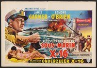 2b688 UP PERISCOPE Belgian '59 James Garner, Edmond O'Brien, sexy Andra Martin, WWII action art!