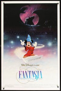 2b031 FANTASIA DS 1sh R90 great image of Mickey Mouse & others, Disney musical cartoon classic!