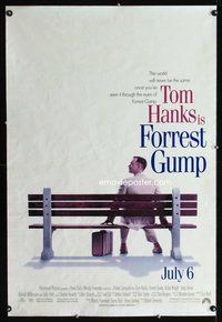 2b157 FORREST GUMP DS advance 1sh '94 Tom Hanks sits on bench, Robert Zemeckis classic!