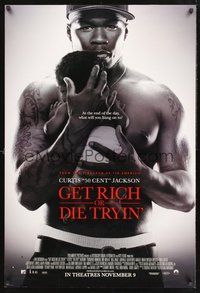 2b158 GET RICH OR DIE TRYIN' advance DS 1sh '05 Curtis 50 Cent Jackson holding baby!
