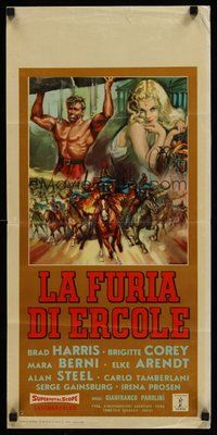 2b315 FURY OF HERCULES Italian locandina '63 La Furia di Ercole, cool Gasparri sword & sandal art!