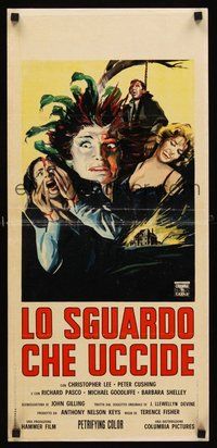 2b323 GORGON Italian locandina '64 Peter Cushing, Hammer, art of female monster w/snake hair!